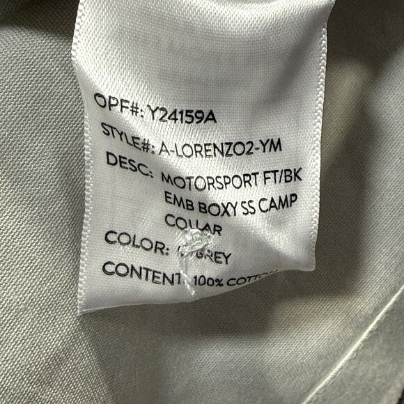Lark & Owl Motorsport Camp Collar Shirt Gray Cotton XL Racing Embroidered Light - Picture 6 of 10